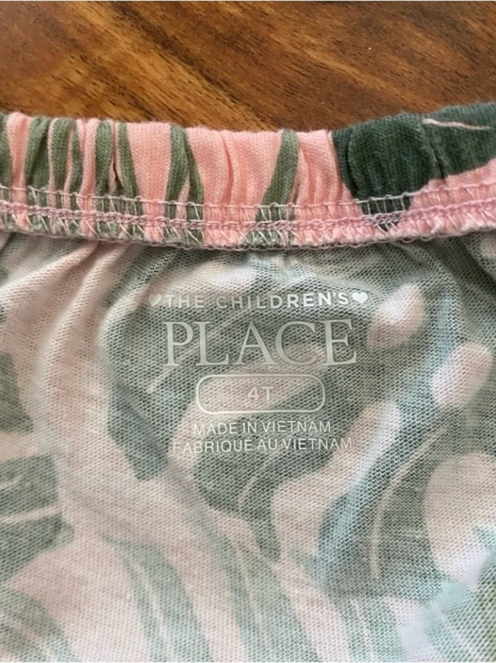 Children's Place Girls Pink Green Leaf Print Tank Top + Shorts Size 4T Girly